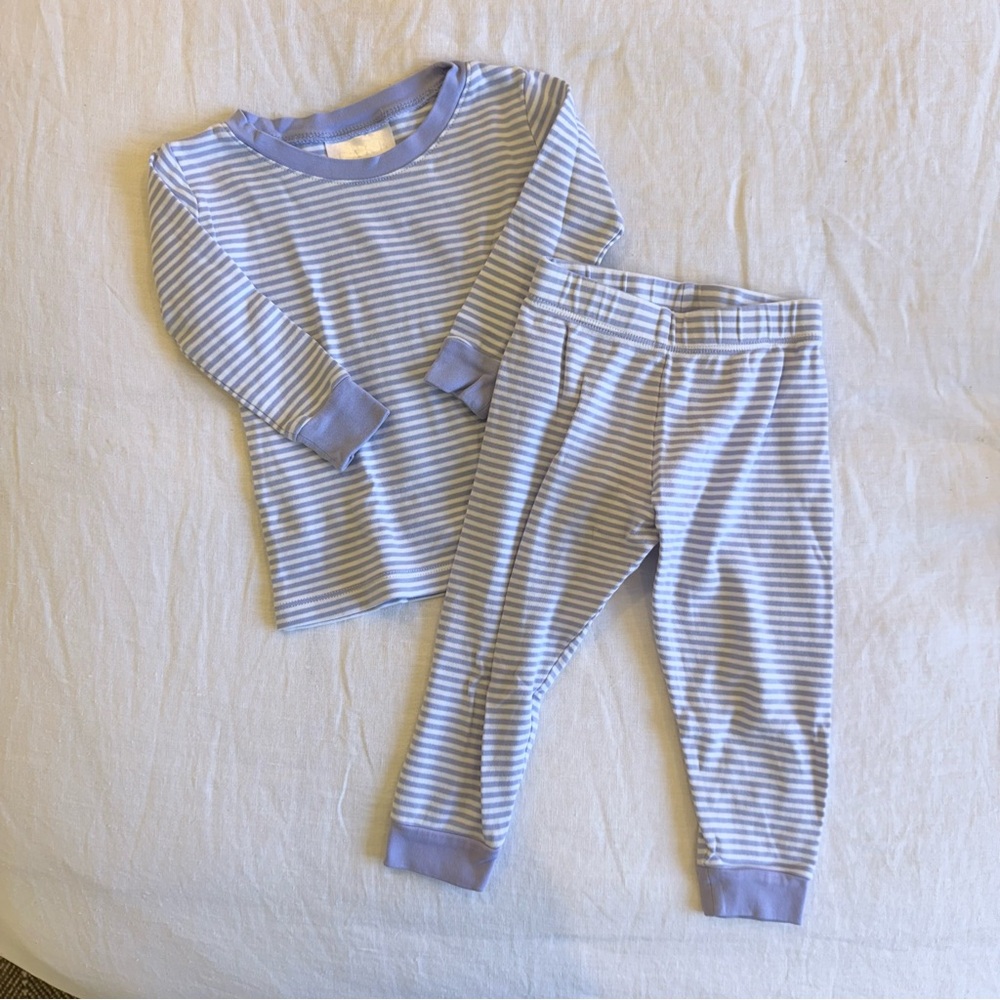 Lake Pajamas Hydrangea and White Striped Kids Pajamas - 2T